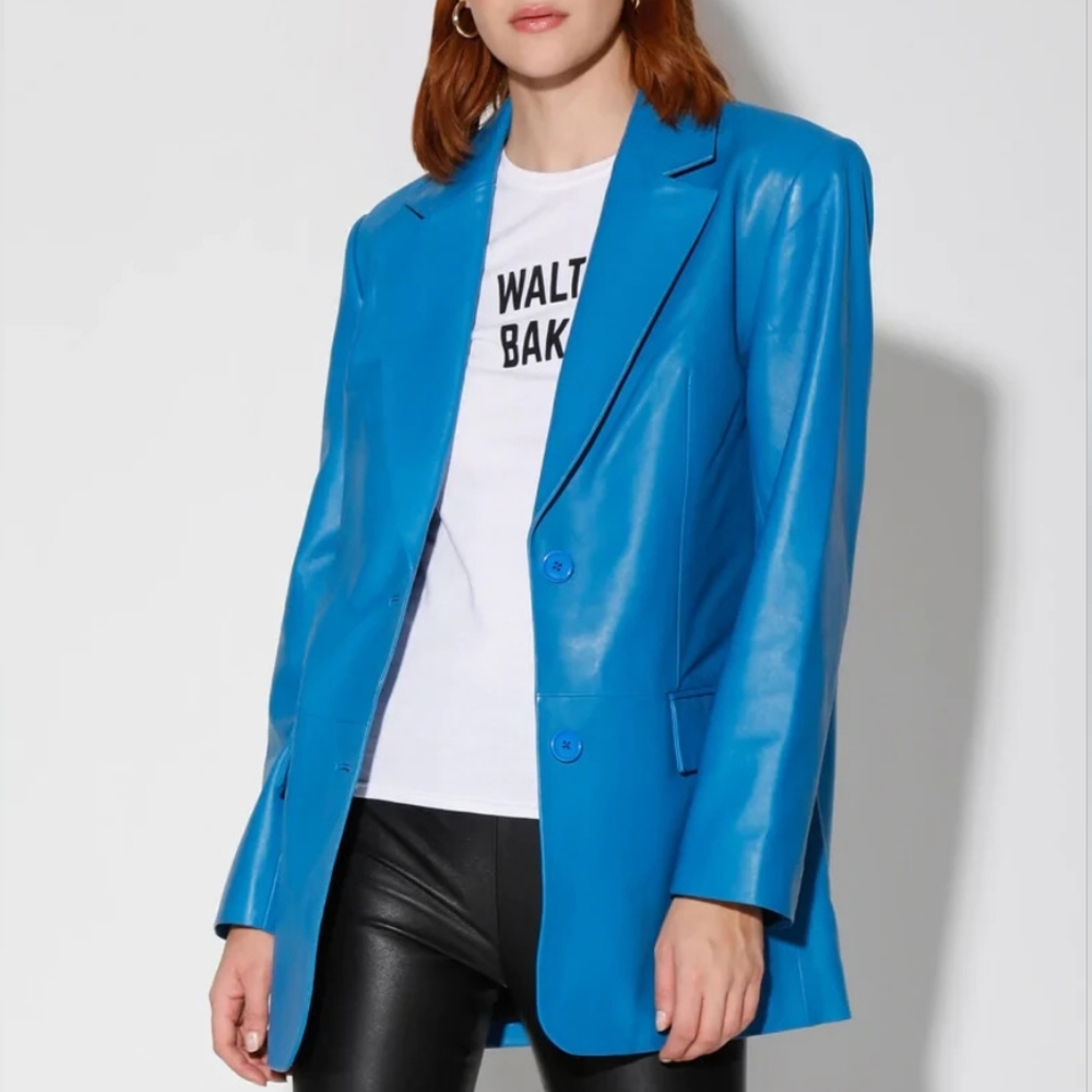 Walter Baker Kira Leather Vibrant Blue Women's Blazer